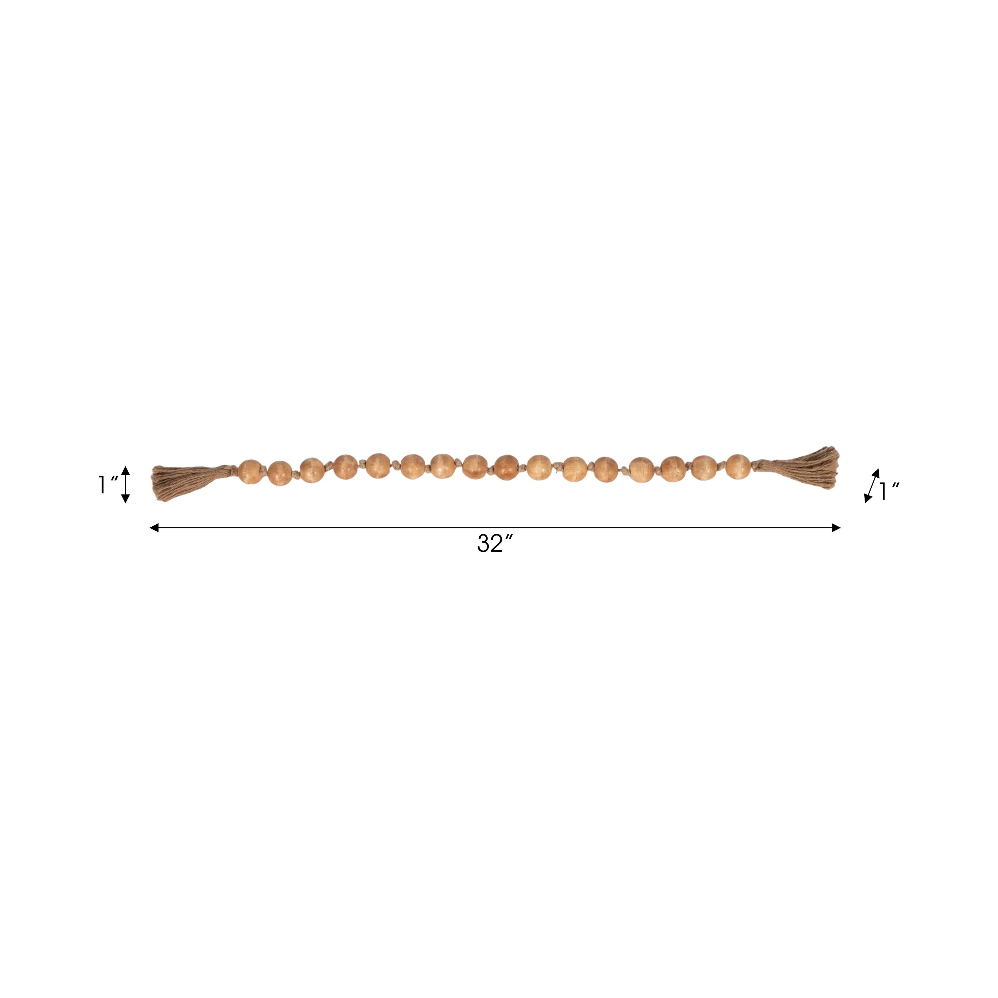 WOOD, 26" BEAD GARLAND, NATURAL