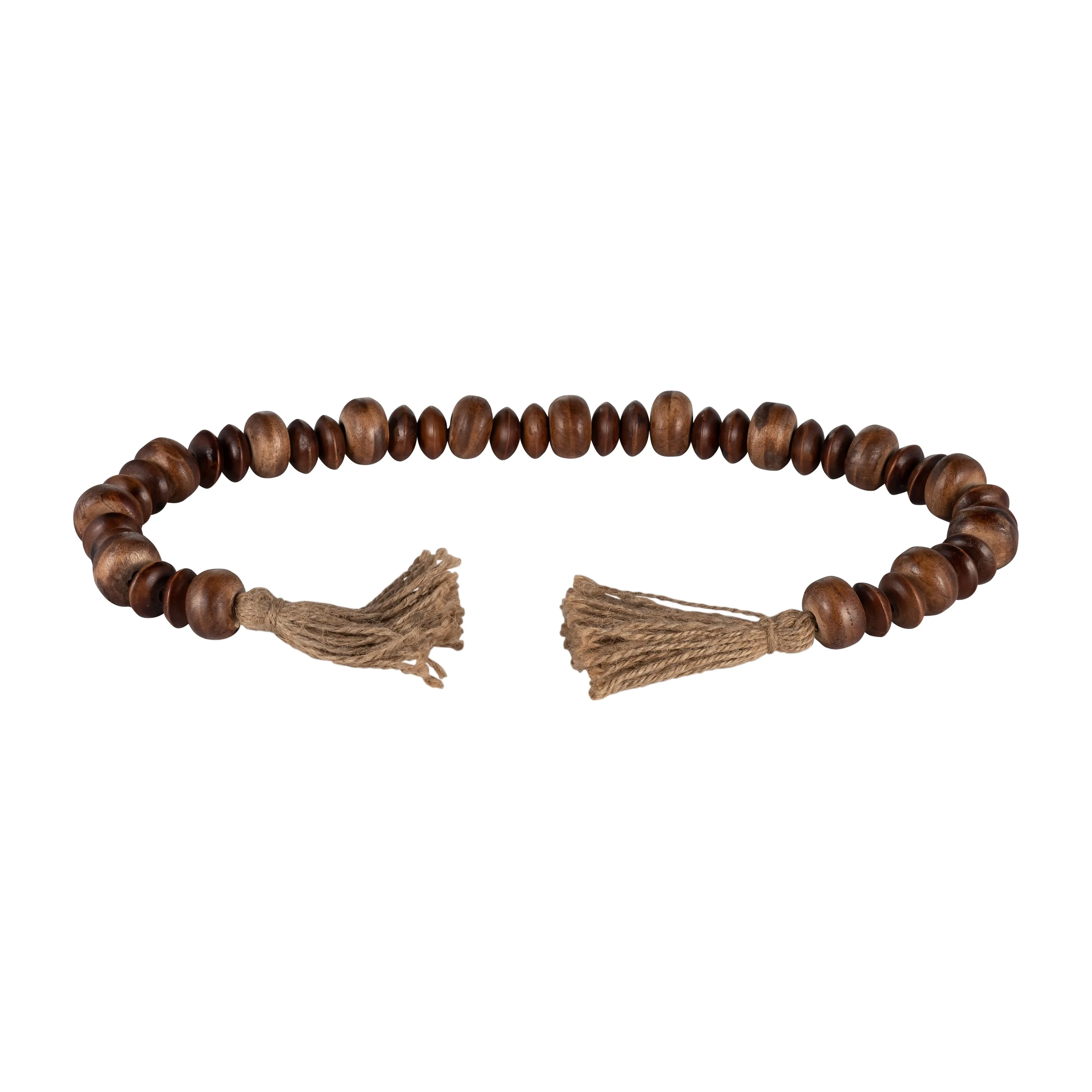 WOOD, 26" FLAT BEADS GARLAND, NATURAL