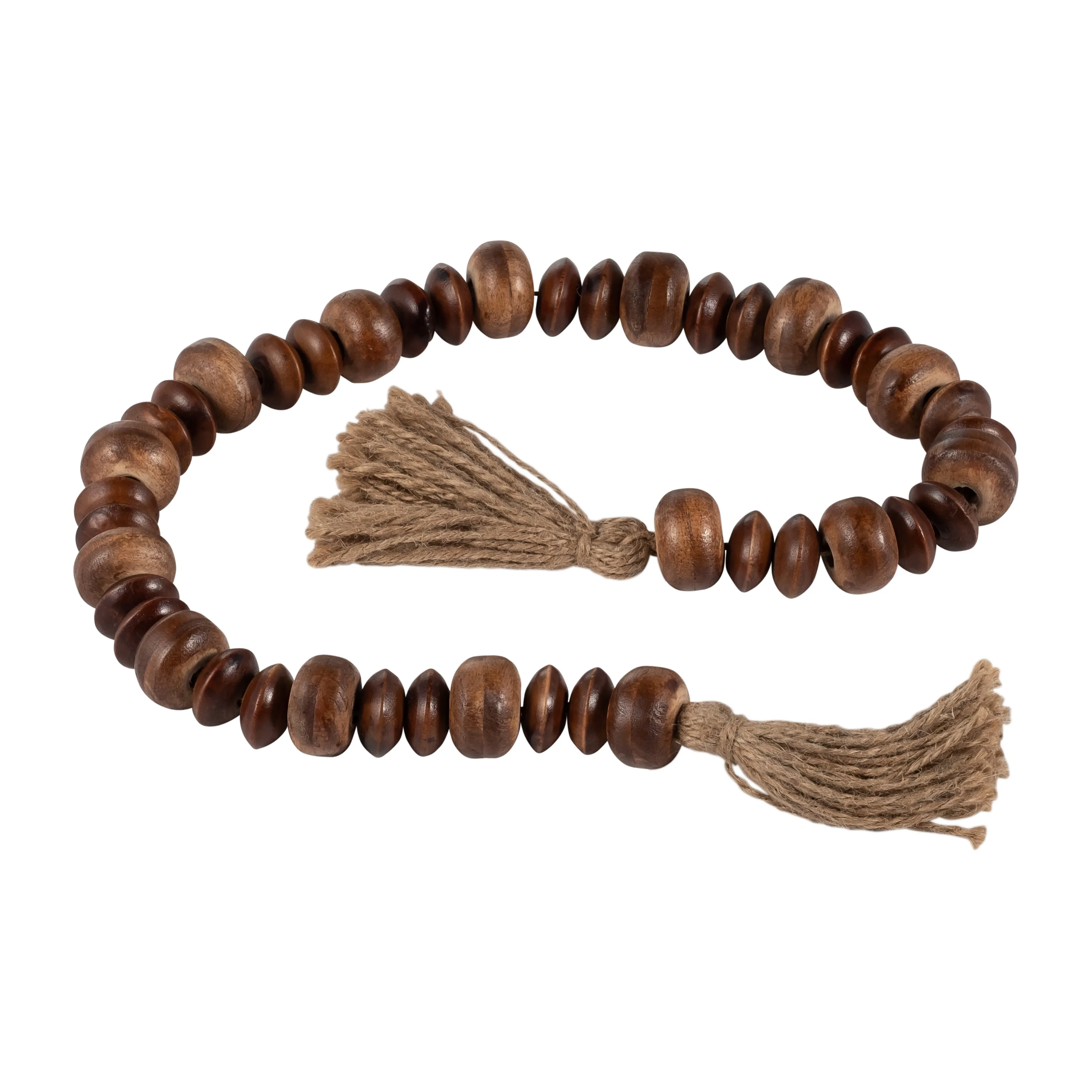 WOOD, 26" FLAT BEADS GARLAND, NATURAL