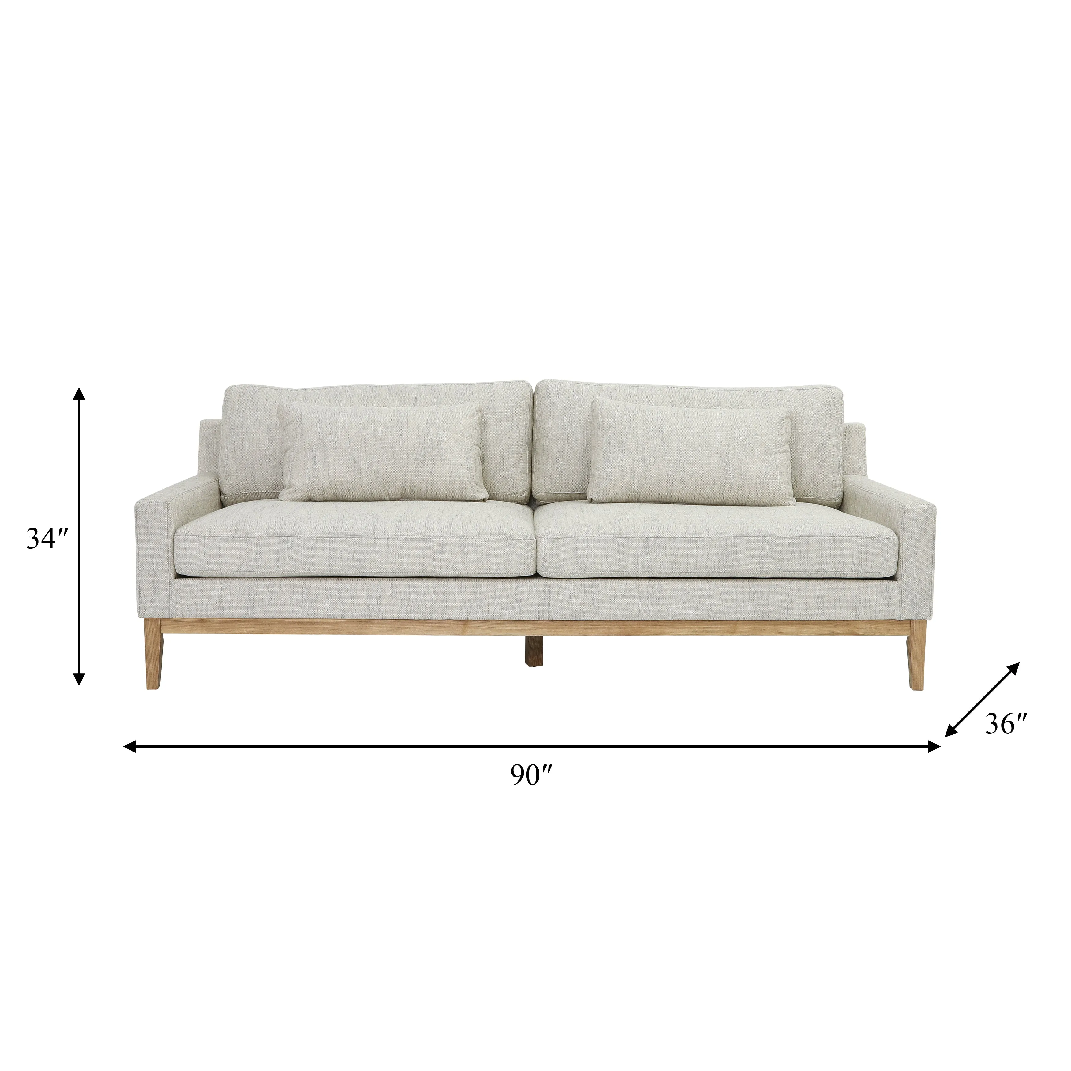 WOOD, 3-SEATER  BOLSTERED SOFA, BEIGE KD