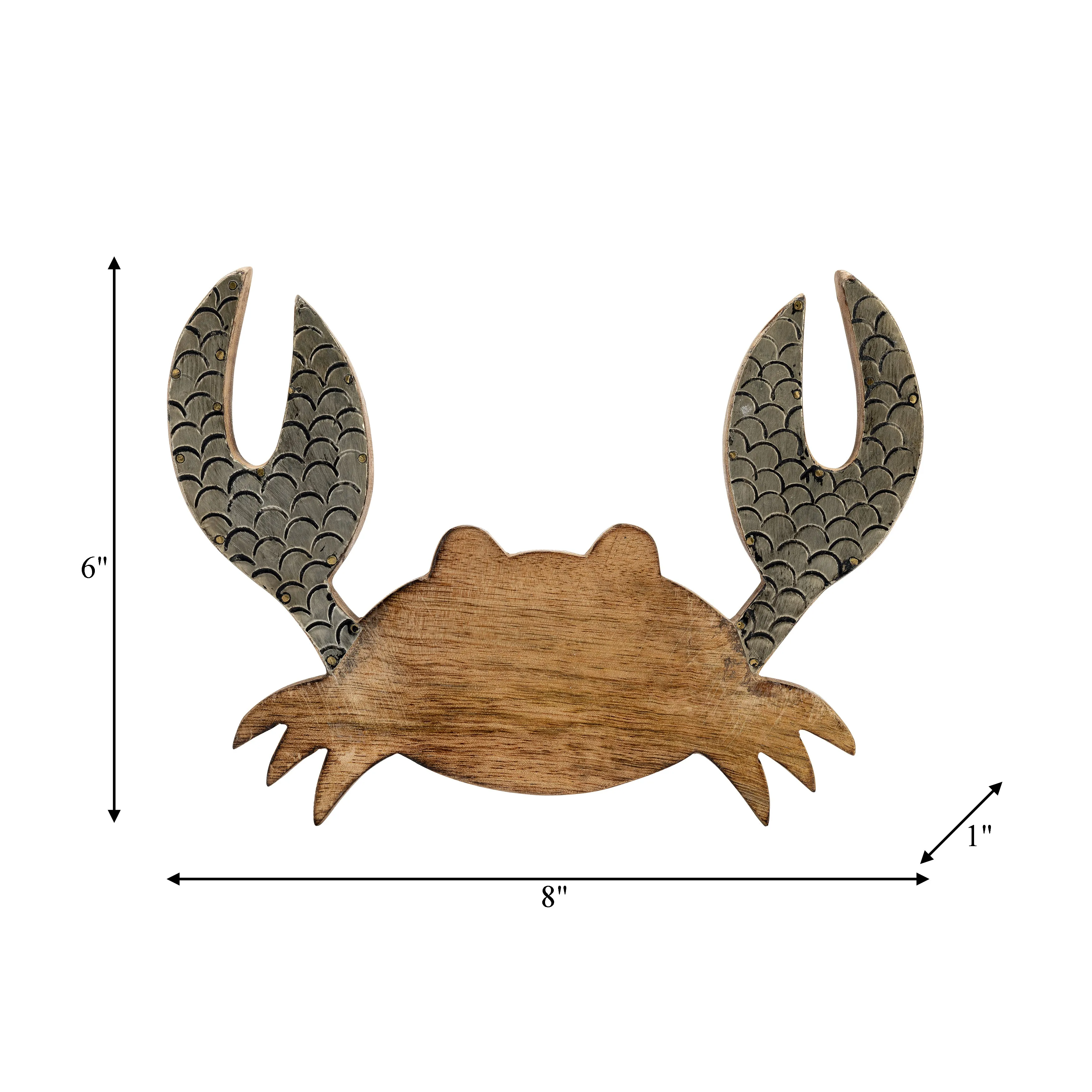 WOOD, 8" CRAB DECO, BROWN