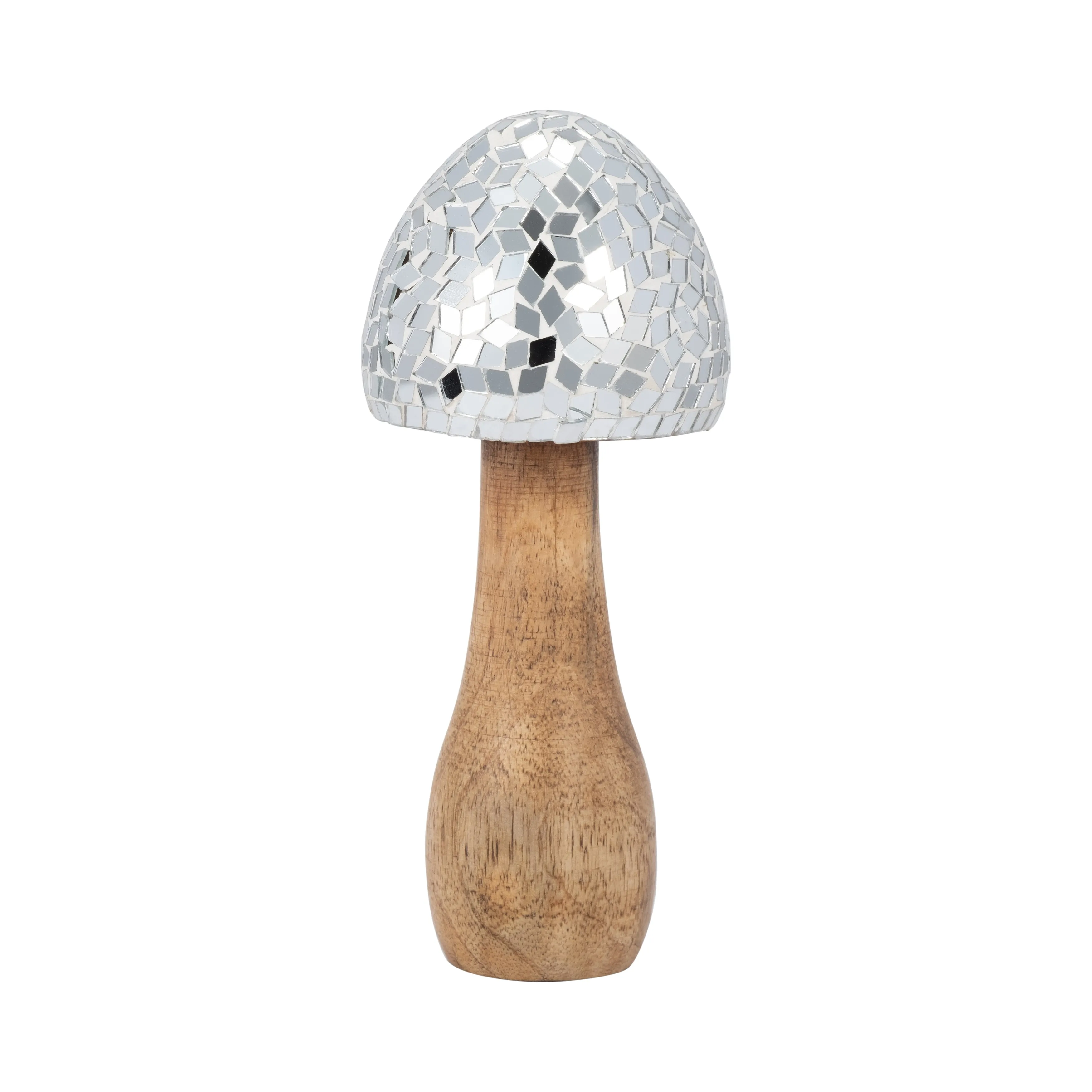 WOOD, 8" MOSAIC MUSHROOM, SILVER