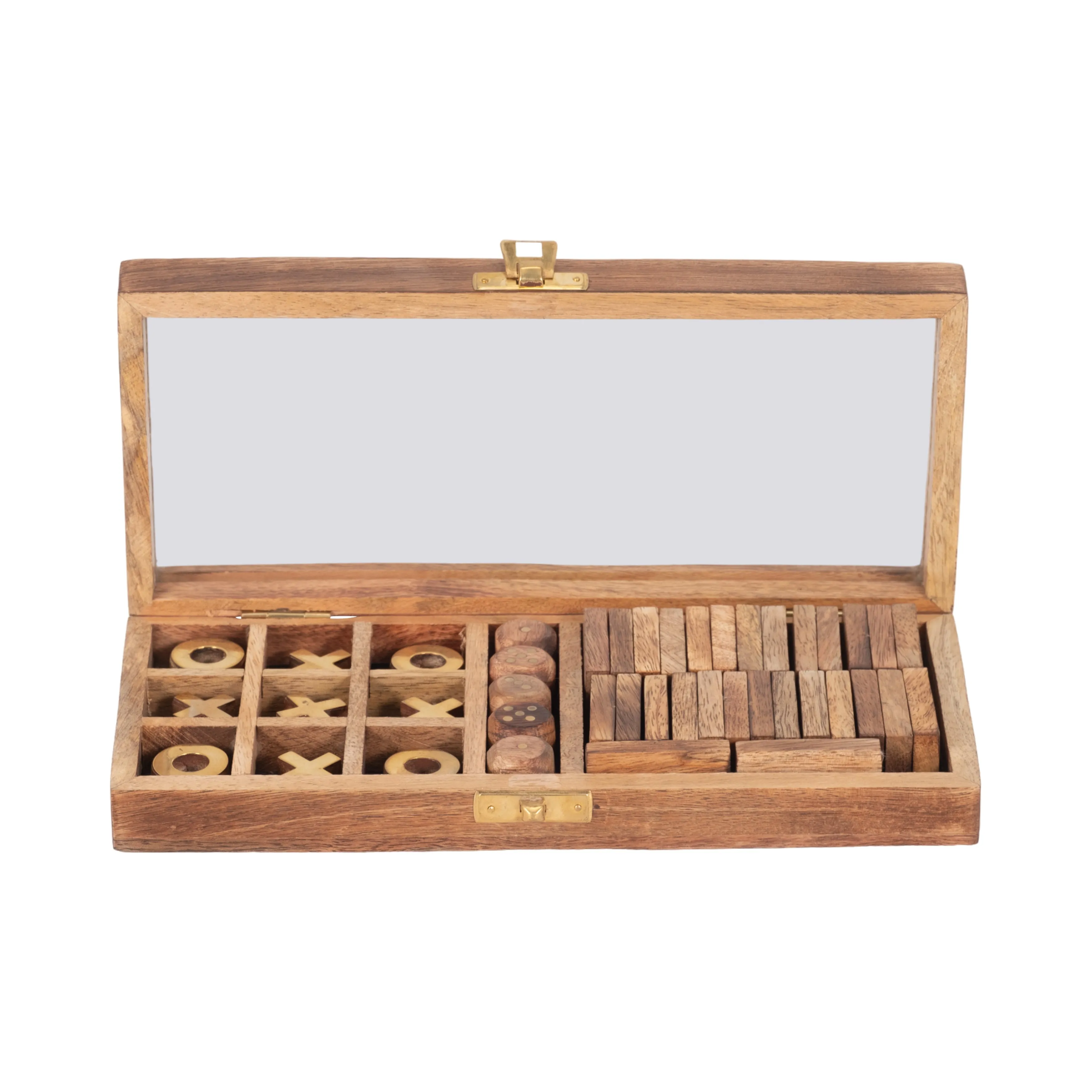 WOOD, 9X4 TABLE GAME BOX, BROWN