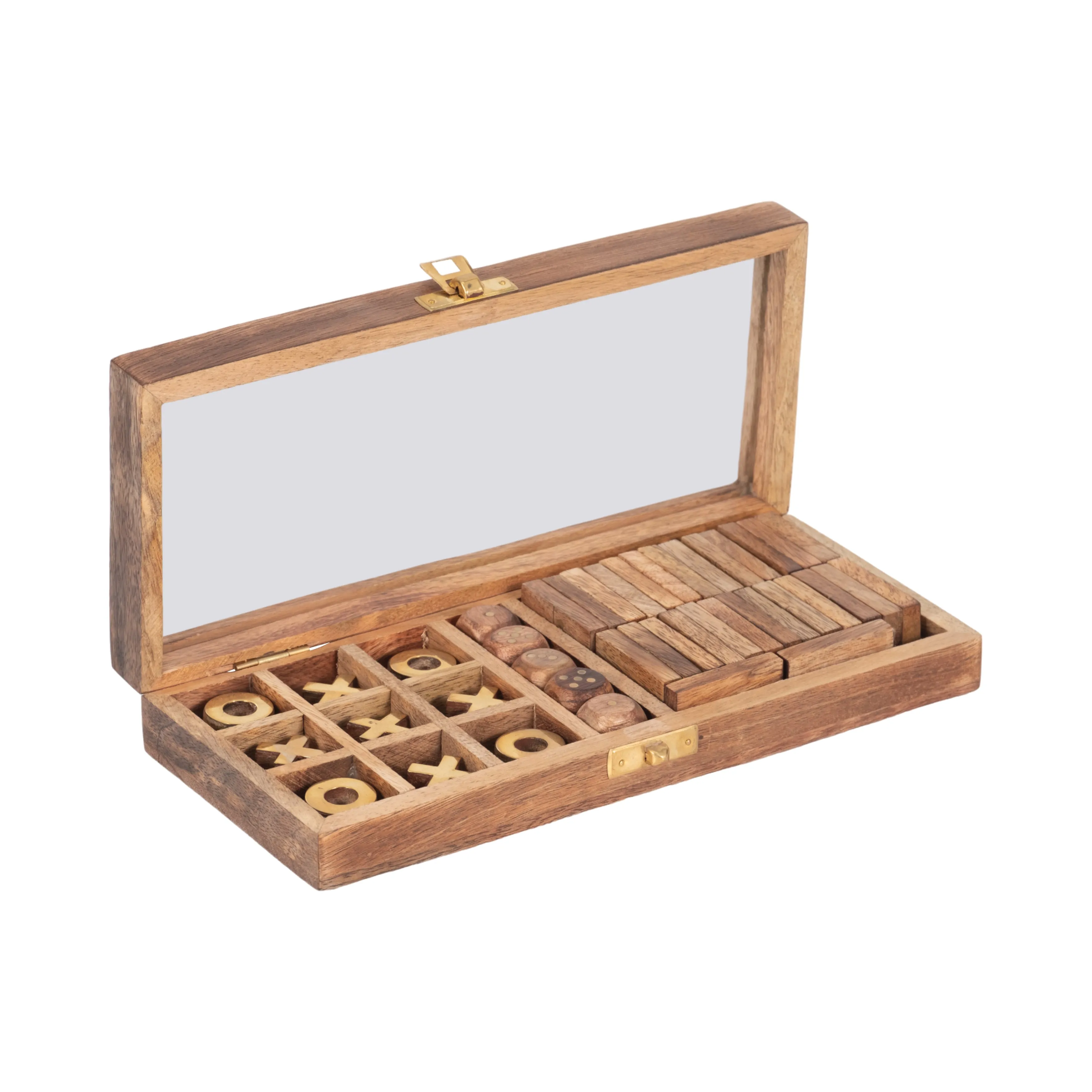 WOOD, 9X4 TABLE GAME BOX, BROWN