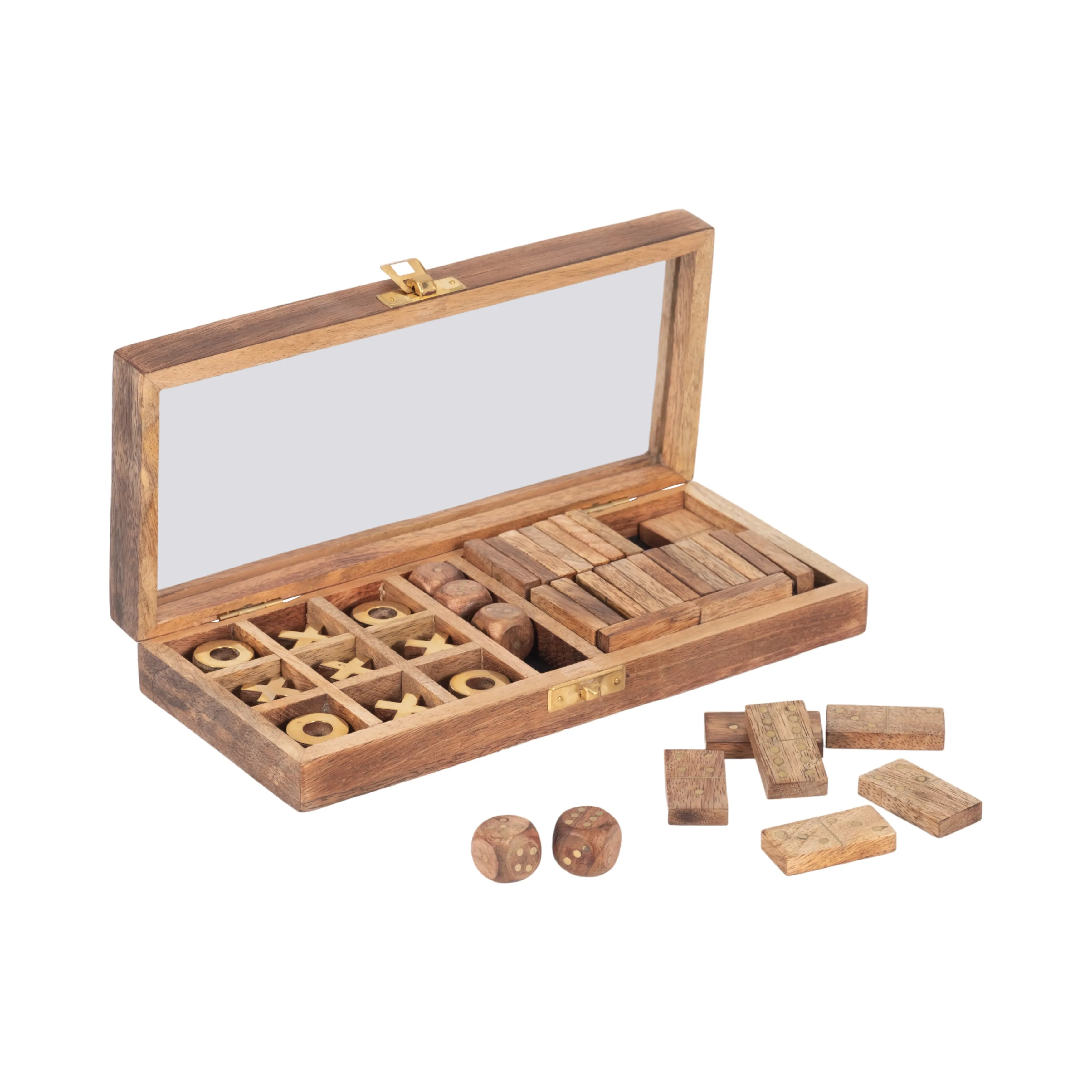 WOOD, 9X4 TABLE GAME BOX, BROWN