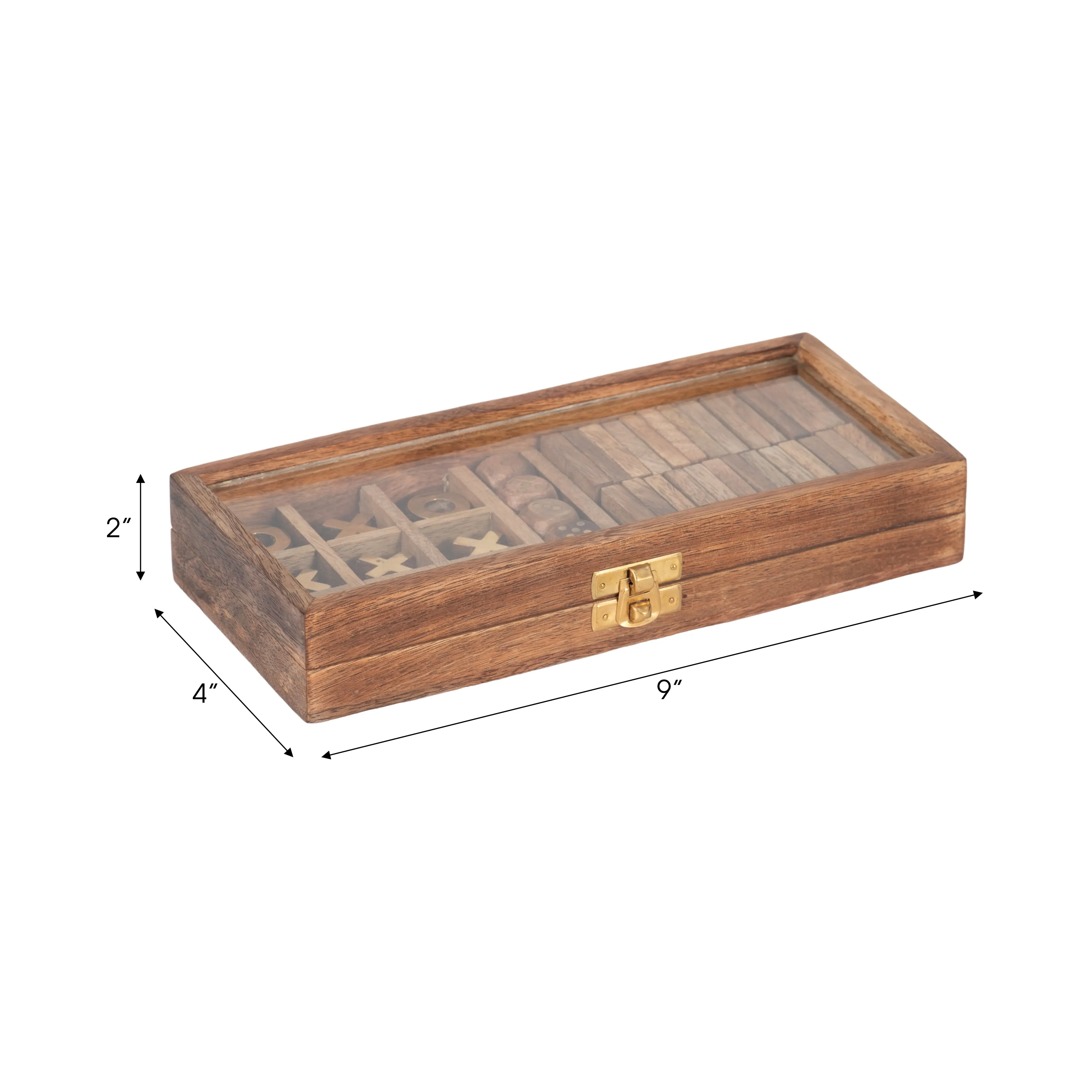 WOOD, 9X4 TABLE GAME BOX, BROWN