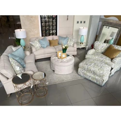 Wood Frame Upholstered Sofa Set