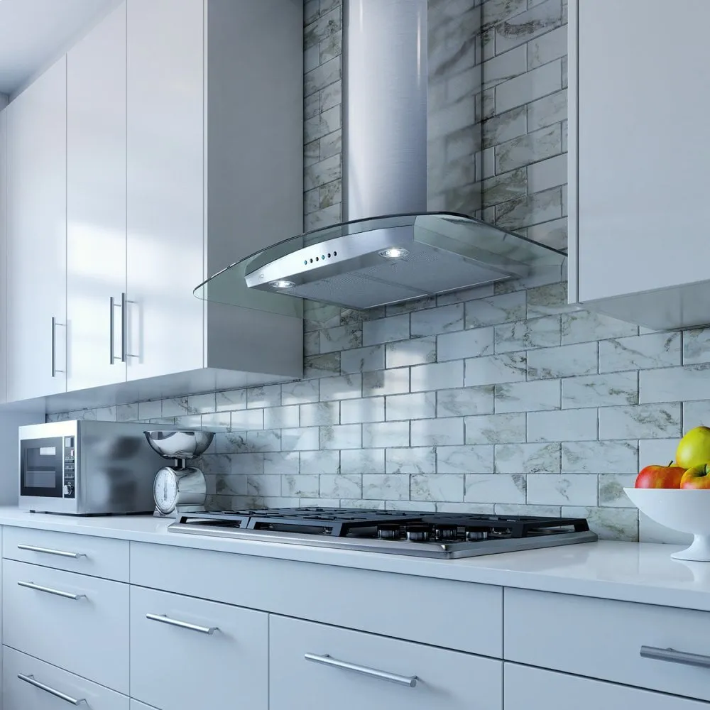Xo Appliance XOM30G 600 Cfm 30" Arching Glass And Stainless Italian Made Wall Mount Hood