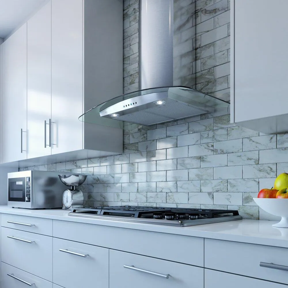 Xo Appliance XOM30GC 30" 600/395 Cfm Wall Chimney Hood Stainless/Glass