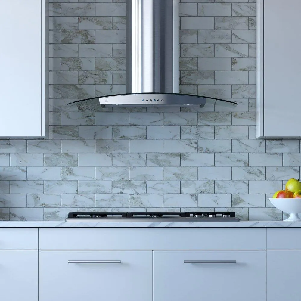 Xo Appliance XOM30GC 30" 600/395 Cfm Wall Chimney Hood Stainless/Glass
