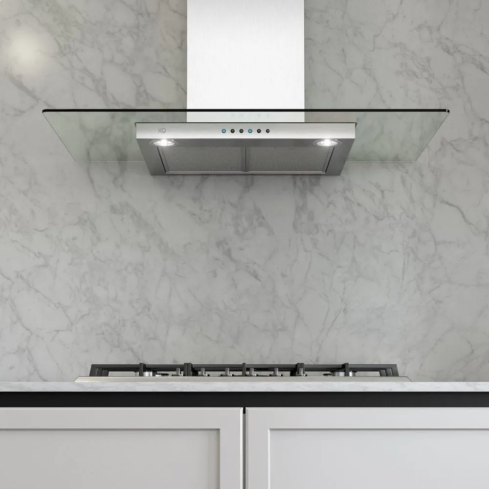 Xo Appliance XOQ30G 600 Cfm 30" Flat Glass And Stainless Italian Made Wall Mount Hood