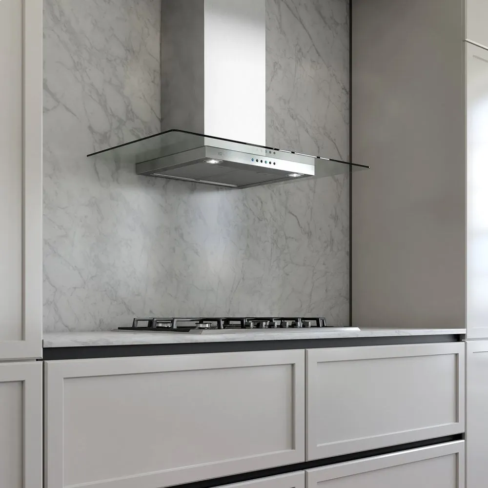 Xo Appliance XOQ36G 600 Cfm 36" Flat Glass And Stainless Italian Made Wall Mount Hood