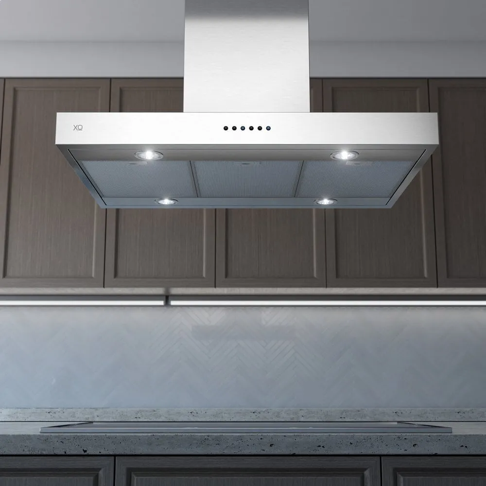 Xo Appliance XORI36S 600 Cfm 36" Minimalist Profile Italian Made Island Hood Stainless